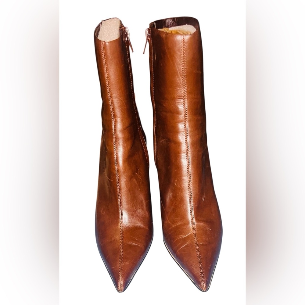 Nine West Brown Leather pointed toe Women's Boots Size 9 1/2 good condition